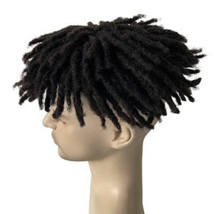 Prótesis capilar India para <span class=keywords><strong>hombre</strong></span> 7x9 8x10 <span class=keywords><strong>corto</strong></span> afro dreadlock mono base tupé con polietileno transparente - Product Image 3