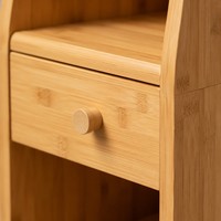 Meuble de rangement en bambou en forme de capsule, bibliothèque étroite de 45 pouces de haut avec tiroir pour hôtel de charme