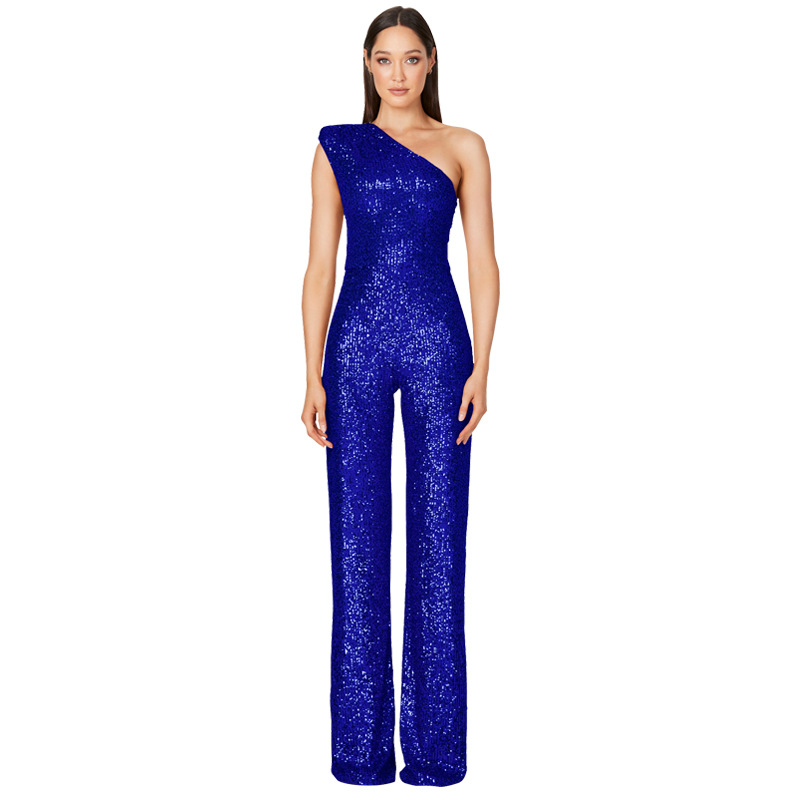 Combinaison salopette à sequins bleus