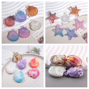 DIY fait à la main coquille étoile <span class=keywords><strong>de</strong></span> mer coquille acrylique pendentif à breloque perles en vrac conception acrylique plastique Lucite perles <span class=keywords><strong>personnalisable</strong></span> cheveux - Product Image 1