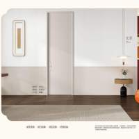 Porte intérieure simple et moderne en MDF, finition polymère sans laque ni peinture, avec écran en acier inoxydable, pour décoration de chambre SPAN