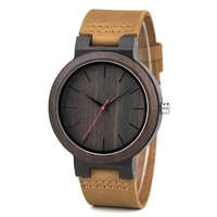 Montres pour hommes, montre moderne et élégante, cadran analogique en bois naturel, quartz, bracelet rond en bois de bambou, cuir tendance, OEM homme