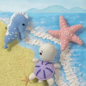 Phong Cách Mới Bé & Trẻ Mới Biết Đi Đồ Chơi Amigurumi Crochet Biển Loạt Cá Ngựa Bạch Tuộc Cá Heo Cá Voi Dệt Kim Bé Rattle Đồ Chơi