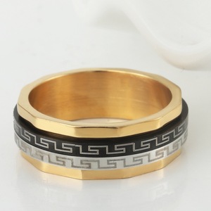yunnique <b>Titanium</b> Steel <b>Ring</b> Geometric Pattern Gold Unisex Fashion Jewelry Gift - Product Image 3