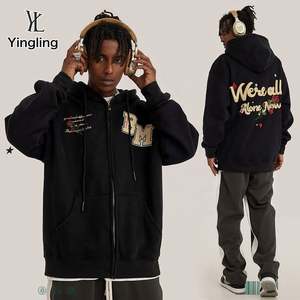 Yingling High Quality French Terry Towel Embroidery Pullover Hooded Sweatshirt Chenille Custom Embroidered <b>Hoodie</b> <b>Men</b> - Product Image 3