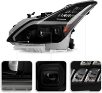 Projecteurs LED complets pour Infiniti G37 Q60 Coupé 2008-2015 Xénon HID sans AFS, clignotants séquentiels