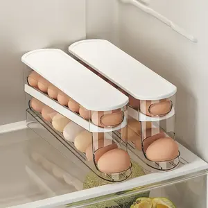 Boîte de rangement d'œufs double couche pour réfrigérateur, support à œufs à défilement automatique, distributeur d'œufs en forme d'échelle pour réfrigérateur, outils de cuisine - Product Image 1