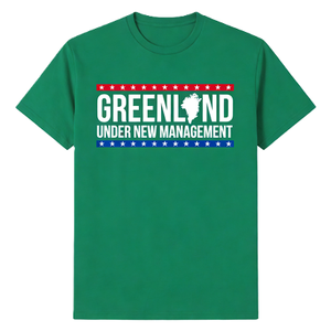 Maglietta da uomo politica divertente con stampa Greenland Under New Management, in cotone, a maniche corte - Product Image 2