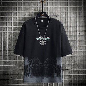 Nueva camiseta de verano para hombre, ropa suelta de tendencia, camisa de manga corta para estudiantes de marca de moda, camiseta de manga cinco cuartos con cuello redondo - Product Image 2