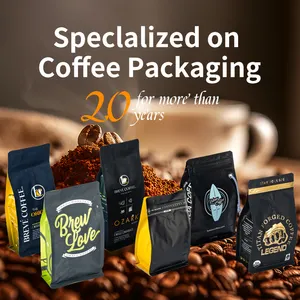 Customize Food Stand Up Zipper Pouch Block Bottom Coffee Bags Recyclable Coffee Bag 500g Small Coffee Bags