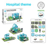 WISE FOREST Rompecabezas Educativo para Niños, Bloques de Construcción Magnéticos de Plástico Coloridos, Juguete con Pista de Carreras Eléctrica para Vehículos