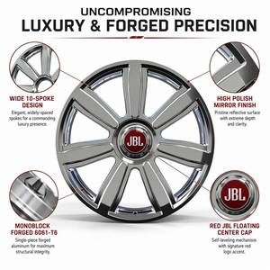 Nuevas llantas <span class=keywords><strong>JBL</strong></span> de aleación de aluminio forjado monobloque de 16-24 pulgadas, pulido de alto brillo, anchas de 10 radios, logo rojo, tapa flotante, 5x120 para Maybach - Product Image 4