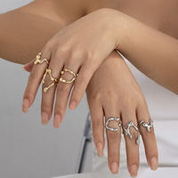 Ensemble de 3 bagues ouvertes en métal pour femmes, empilables et tendance, accessoires de main pour femmes, bijoux de mode.
