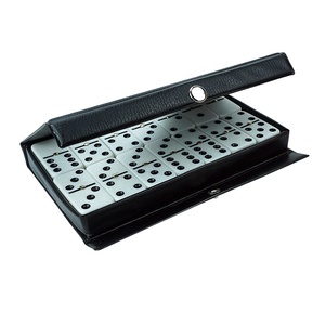 Nuevo diseño 5008 Doble 6 dominó con caja de Pvc Black Litchi Stria para dominó de torneo blanco con clavo dorado de punto negro - Product Image 3