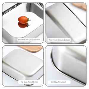 일본 SUS304 18/8 스테인리스 스틸 사각 도시락 스시 벤토 빵 상자 2/3칸 나무 뚜껑 친환경 대나무 뚜껑 - Product Image 4