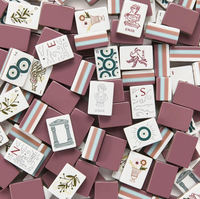 Tuiles de Mahjong américaines en acrylique, design esthétique d'art grec, avec motif de dos bordeaux magnifique, pliables, écologiques, cadeau de vacances pour le Mahjong