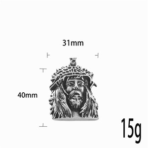 Pendentif portrait en acier inoxydable, collier pour homme, style punk rétro, bijoux de mode - Product Image 4
