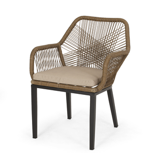 Conjunto de Muebles de Jardín Modernos Apilables con Estructura de Madera y Cuerda, 2 Sillas - Cómodas y Portátiles para Balcón, Patio o Restaurante - Product Image 5