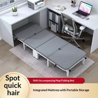 Lit pliant en métal à quatre sections avec cadre en acier, lit de sieste portable pour la maison et le bureau, design moderne