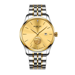 Reloj Mecánico Automático para Hombre MIGE, 42 mm, Correa de Acero Inoxidable, Esfera Dorada, Visualización de Fecha, Reloj de Lujo y Moda - Product Image 6