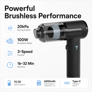 20KPa Brushless Cordless Handheld <b>Vacuum</b> Cleaner Air Duster 3 Speed Rechargeable <b>Portable</b> Mini Car Home <b>Vacuum</b> Cleaner OEM ODM - Product Image 2