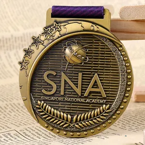 Factory Design Custom 3D Honor Graduation School Student Souvenir Metal Medals