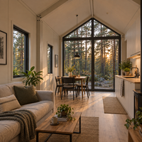Maisonnette triangulaire portable pour une vie familiale moderne avec une chambre à coucher – Casas Contenedor Para Vida Familiar