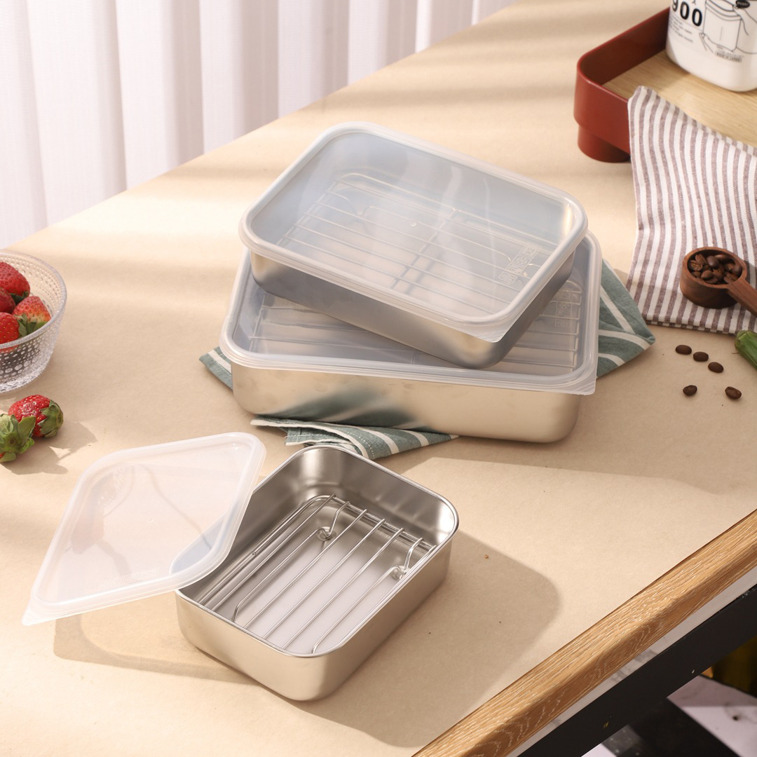 tiramisu container stainless steel with clear lid