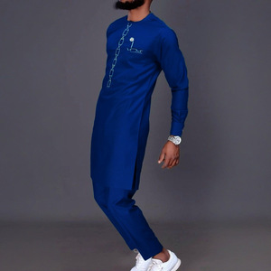 Ensemble 2 pièces africain pour <span class=keywords><strong>homme</strong></span> : <span class=keywords><strong>Tunique</strong></span> à manches longues et pantalon, style Dashiki traditionnel pour affaires, mariages et occasions formelles - Product Image 4