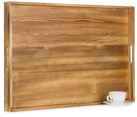 Plateau de service rectangulaire en bois d'acacia, de style classique, adapté aux aliments, avec couleur et taille personnalisables pour la cuisine à domicile