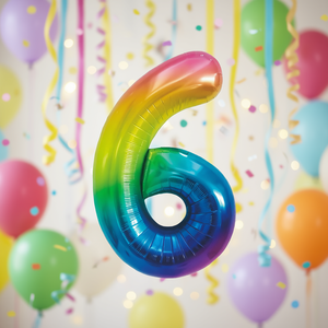 Globo de Número 6 para Fiesta, 1M, Multicolor, Metálico, Decoraciones para Fiestas Infantiles - Product Image 2