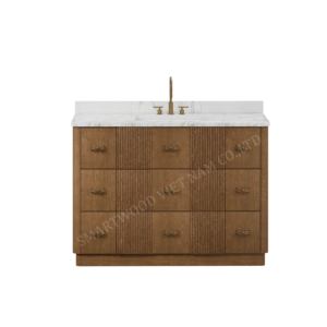 48 inch Luxury High end Crafted Free standing Solid Wood <b>Bathroom</b> <b>Cabinet</b> Single Vanity With Countertop and Sink Chestnut - Product Image 1
