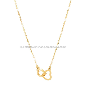 18K Rose Gold Simple Double <b>Ring</b> Heart Clavicle Chain Titanium Stainless Steel <b>Necklace</b> - Product Image 1