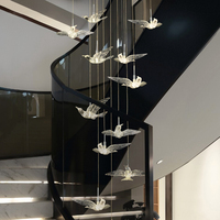 Lustre moderne 2023 à succès, design artistique pour escalier, modèle oiseau, éclairage domestique moderne, support personnalisé, lampe suspendue, lustre
