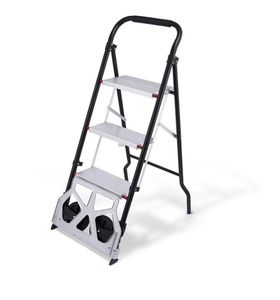 Escalera de aluminio plegable 2 en 1 de 3 escalones para camión, carrito portátil de alta resistencia, dos ruedas, gran oferta - Product Image 4