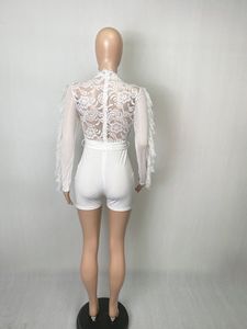 Macheda — body en dentelle Patchwork pour femme, combinaison moulante Sexy à manches longues, tenue courte pour dames, nouvelle collection <span class=keywords><strong>2022</strong></span> - Product Image 6