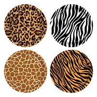 Huancai — assiettes en papier imprimé léopard pour enfants, fournitures de fête thème safari, jungle, décorations de fête d'anniversaire, 9 pouces