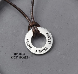 Collar de Acero Inoxidable Personalizado para Hombre, con Cordón de Cuero, <span class=keywords><strong>Palabras</strong></span> Inspiradoras Grabadas, Nombre de Niño, Regalo de Cumpleaños para Papá - Product Image 2