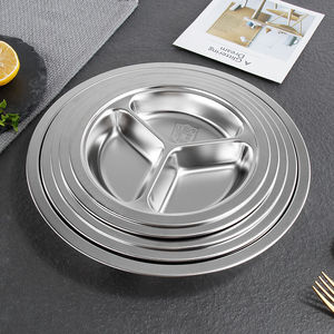 จานอาหารสแตนเลส 304 ทรงกลม แบ่งห้าช่อง สำหรับโรงเรียนและผู้ใหญ่ - Product Image 4