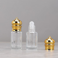 3ml 6ml 12ml Bouteille à billes de forme octogonale électrodéposée portable de style haut de gamme Conteneurs à billes avec bouchon doré crème