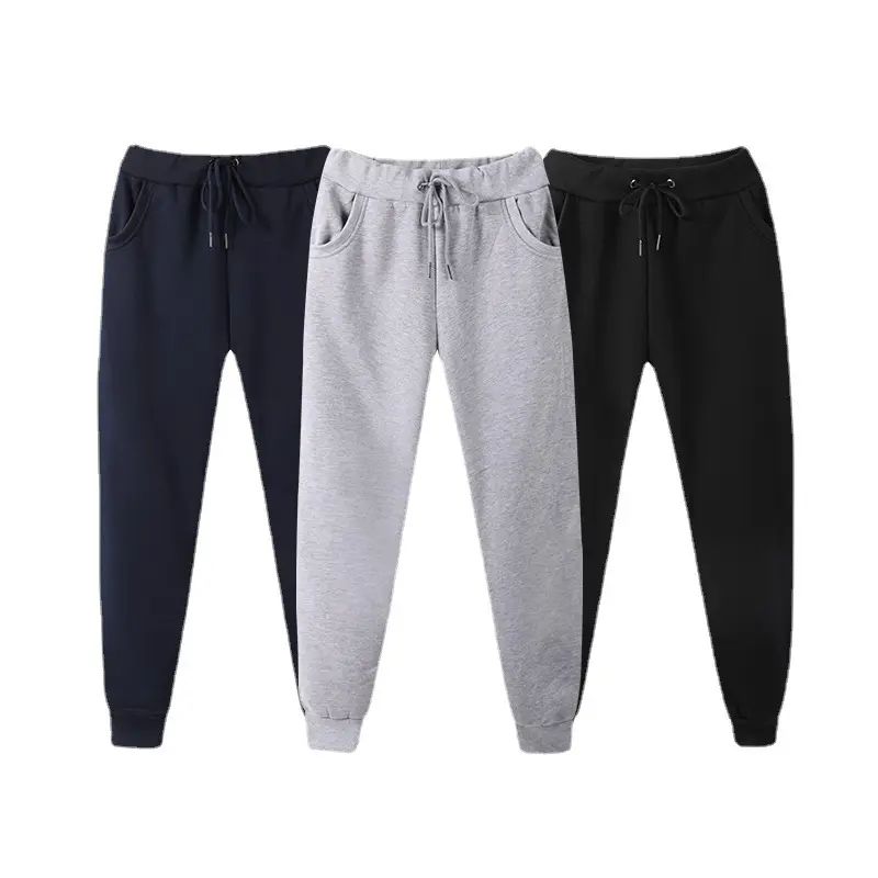 Wholesale High Quality Cheap Blank Black Polyester Drawstring Streetwear Sport Casual Joggers Sweat Pants With Side Pockets
