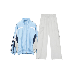 Conjunto de chándal para hombre transpirable lavado con ácido con logotipo personalizado, chándal deportivo de talla grande con forro polar - Product Image 4