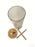 Pot en verre borosilicate personnalisé avec logo, couvercle hermétique en bambou et support en bois, ruban adhésif pour jus et boissons gazeuses – Vente en gros