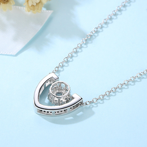 Collier pendentif en argent pour femme avec zircon cubique, plaqué rhodium, motif floral, chaîne à maillons, style classique, à porter au quotidien - Product Image 3