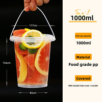 Aanpasbare wegwerp plastic bakjes van 32 ounce, transparant, voor melkthee/fruit, met logo, deksels en rietjes