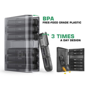 Portable Medicine Organizer Custom Black 3 Times a Day Travel Medicine Pp Novelty Pill Boxes for Promotion