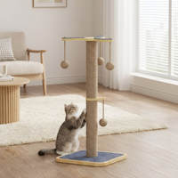 Arbre à chat vertical intégré avec griffoir, résistant à l'usure, avec balle jouet pour chaton en panneau de densité, pour chats