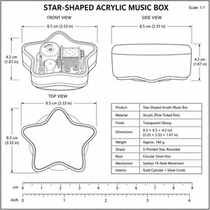 <span class=keywords><strong>Caja</strong></span> <span class=keywords><strong>de</strong></span> Música Acrílica en Forma <span class=keywords><strong>de</strong></span> Estrella Grabada Personalizada con Movimiento Sankyo, Giratoria, Regalo <span class=keywords><strong>de</strong></span> Navidad, OEM, Venta al por Mayor, Mini Decoración Musical para el Hogar, Rosa - Product Image 2