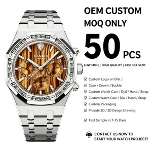 OEM Custom Logo Latest Luxury Natural Tiger's Eye Dial Men Multifunctional Mechanical Watch with Sapphire Super Luminous Hands - Product Image 1
