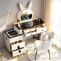 Table de toilette intelligente de luxe Woodstyle avec miroir LED, tiroirs extensibles, Bluetooth sans fil pour mobilier de chambre d'hôtel